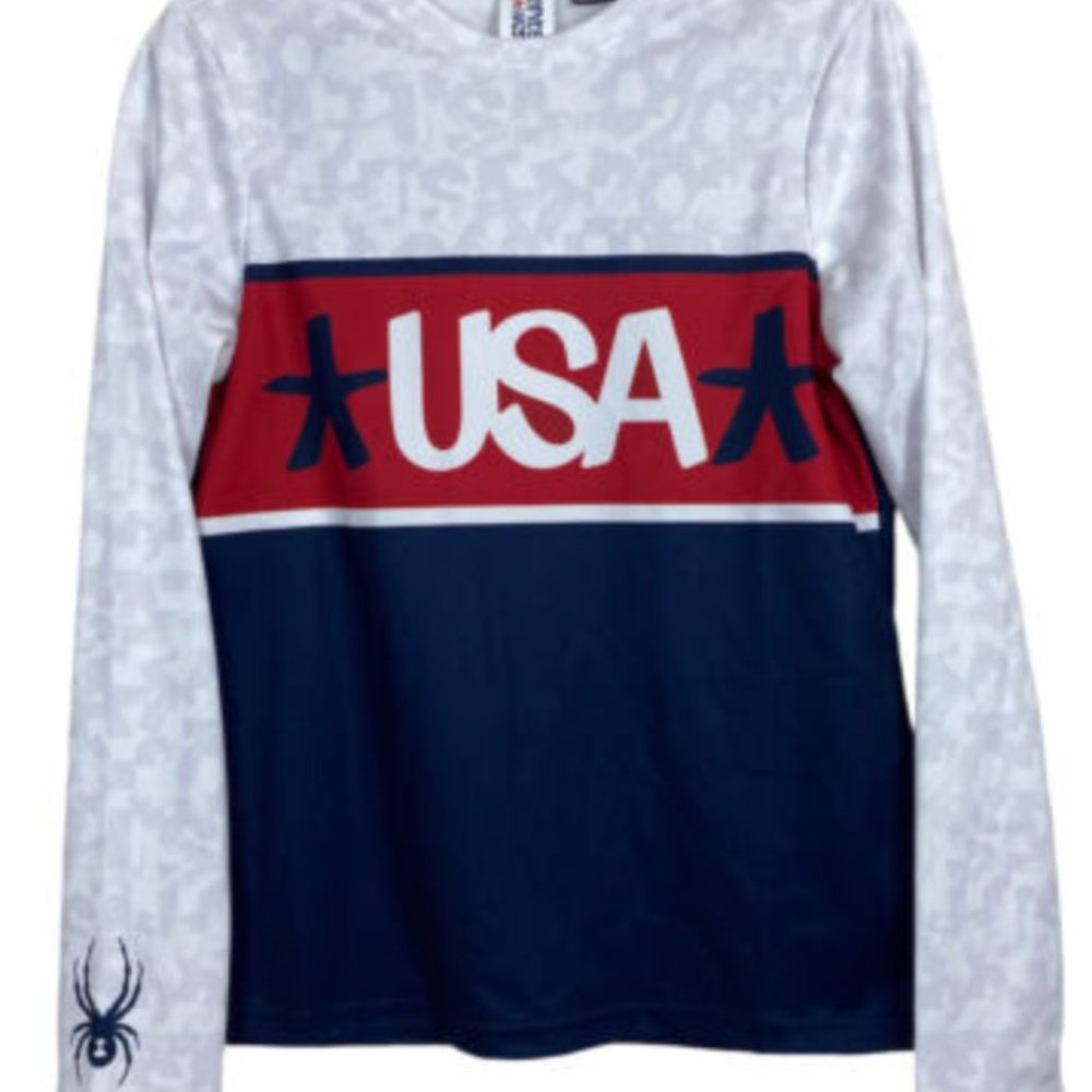 Spyder Women's USA Snow Crew Long Sleeve Top X-Small White New